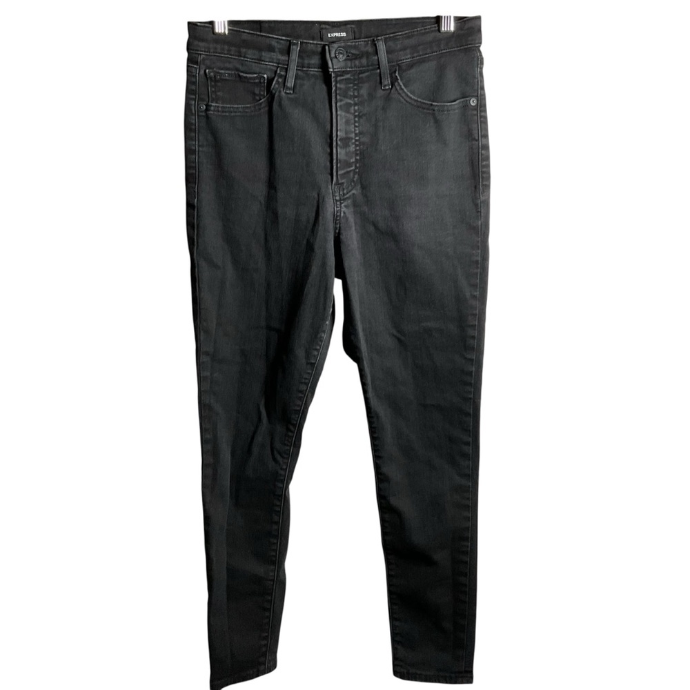 Express Women’s Charcoal Black Skinny Jeans High Rise Hyper Stretch